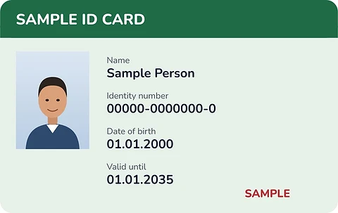 Front of a sample ID card